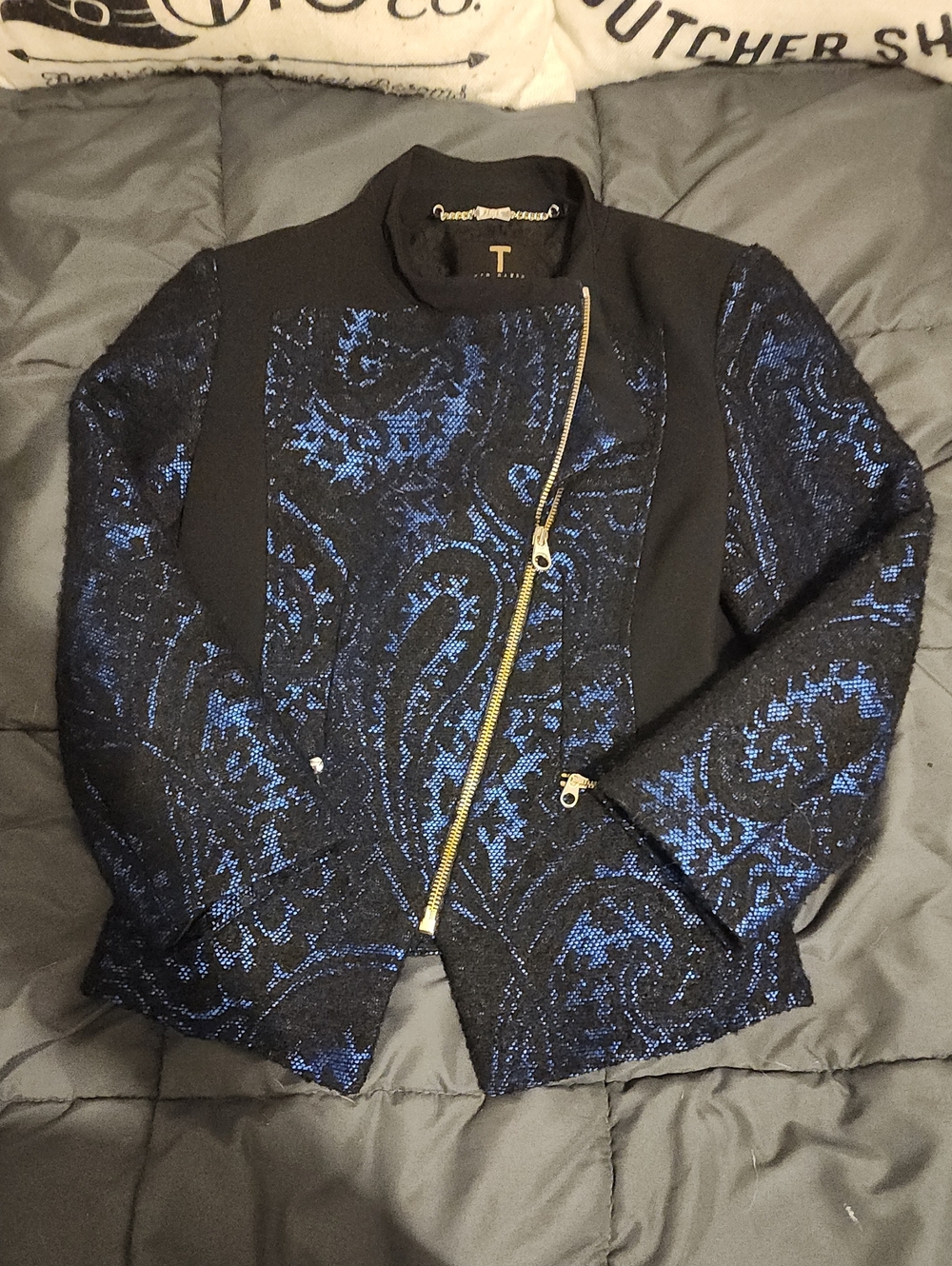 Ted Baker Etina Paisley Jacquard Tweed Blazer Coat Size 0